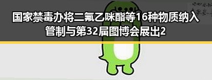 国家禁毒办将二氟乙咪酯等16种物质纳入管制与第32届图博会展出22万种图书引发关注